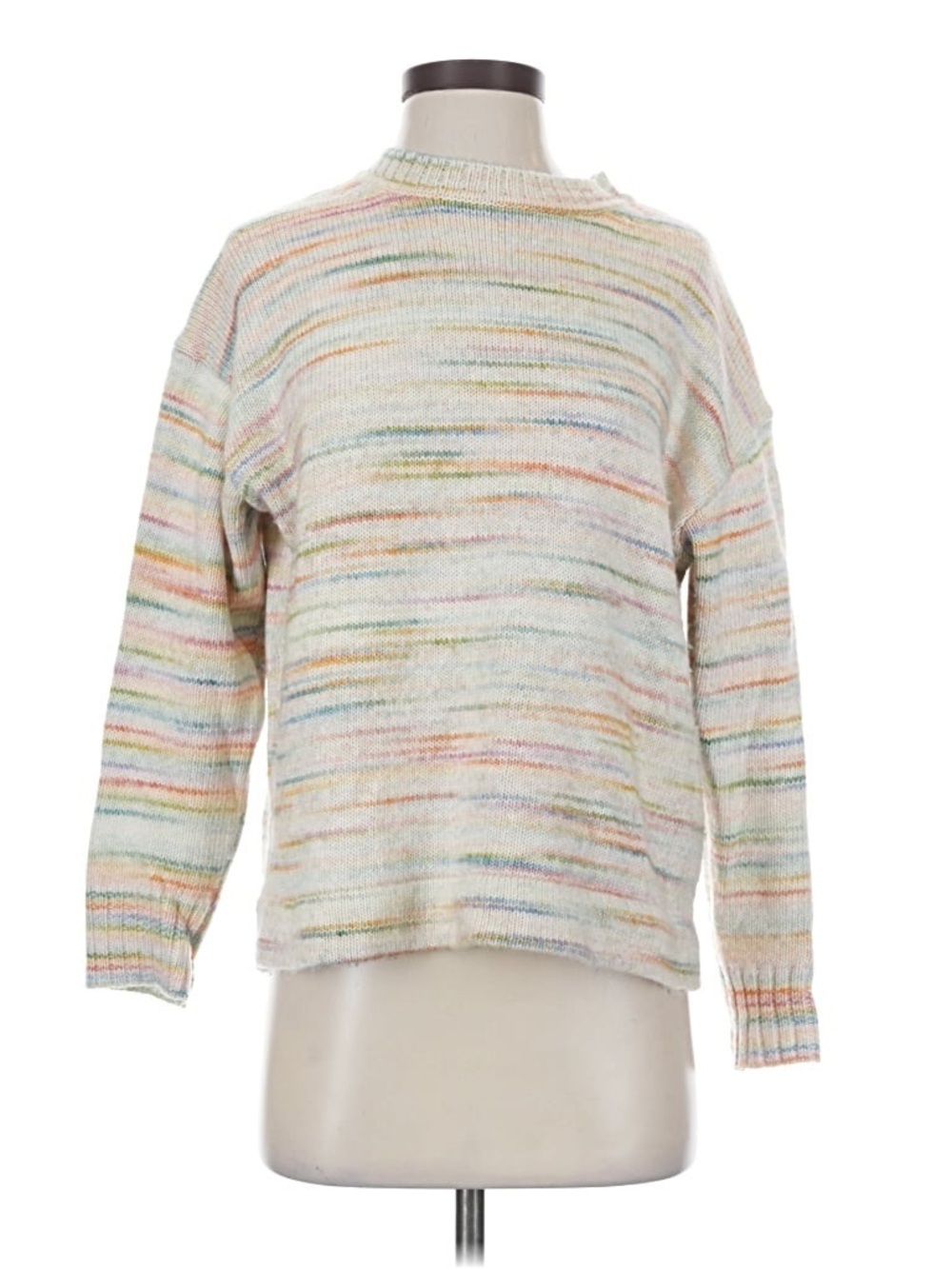 J. Crew Pastel Multi-Stripe Crewneck Sweater